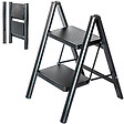 HOSTRÃ–M - Escabeau 2 marches FOLDPACT2, Marche pied pliable, Design ultra-compact, Marches larges 17,5 cm, Acier, Etagère temporaire, Garantie 5 ans, Hostrom - vignette