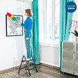HOSTRÃ–M - Escabeau 2 marches FOLDPACT2, Marche pied pliable, Design ultra-compact, Marches larges 17,5 cm, Acier, Etagère temporaire, Garantie 5 ans, Hostrom - vignette