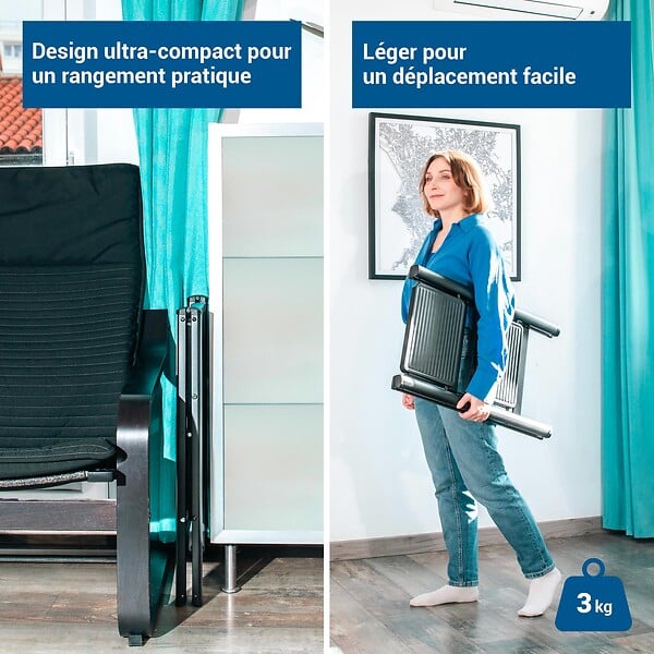 HOSTRÃ–M - Escabeau 2 marches FOLDPACT2, Marche pied pliable, Design ultra-compact, Marches larges 17,5 cm, Acier, Etagère temporaire, Garantie 5 ans, Hostrom - large