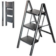 HOSTRÃ–M - Escabeau 3 marches FOLDPACT3, Marche pied pliable, Design ultra-compact, Marches larges 17,5 cm, Acier, Etagère temporaire, Garantie 5 ans, Hostrom - vignette