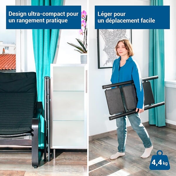 HOSTRÃ–M - Escabeau 3 marches FOLDPACT3, Marche pied pliable, Design ultra-compact, Marches larges 17,5 cm, Acier, Etagère temporaire, Garantie 5 ans, Hostrom - large
