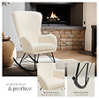 TECTAKE - Fauteuil à bascule SWING avec patins en acier et rembourrage épais crème/noir - vignette