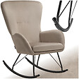 TECTAKE - Fauteuil à bascule SWING avec patins en acier et rembourrage épais noir/taupe - vignette