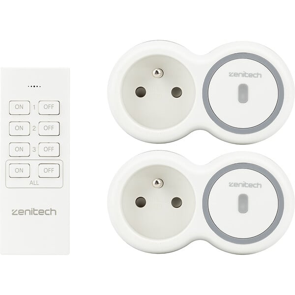 ZENITECH - Pack de 2 prises 2300W + télécommande - Blanc - Bolea - Zenitech - large