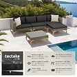 TECTAKE - Salon en rotin avec cadre en aluminium Konstanza marron naturel - vignette