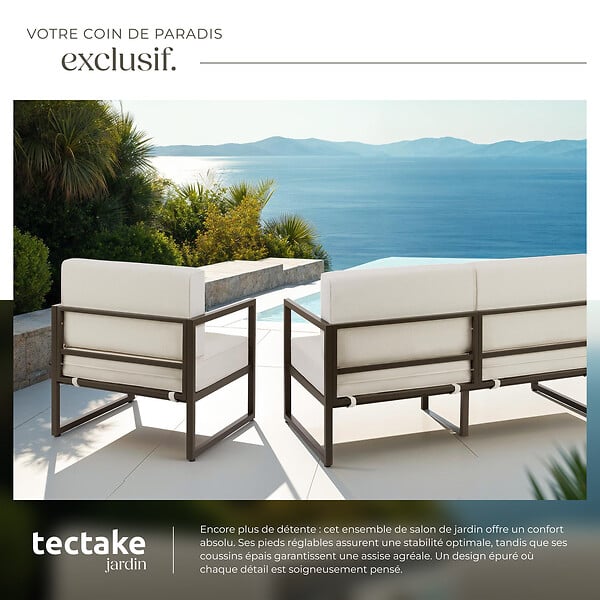 TECTAKE - Salon de jardin COMOSA pour 4 personnes marron/beige - large