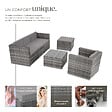 TECTAKE - Salon en rotin Lignano avec fauteuil gris - vignette