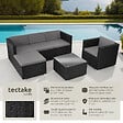 TECTAKE - Salon en rotin Lignano avec fauteuil noir - vignette