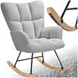 TECTAKE - Fauteuil à bascule TORVE rembourré Bouclé gris clair - vignette