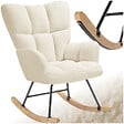 TECTAKE - Fauteuil à bascule TORVE rembourré Bouclé beige - vignette