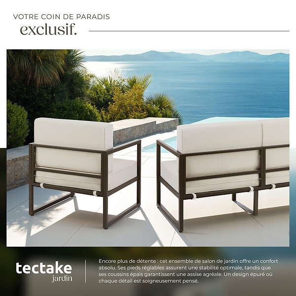 TECTAKE - Salon de jardin COMOSA pour 6 personnes marron/beige - large
