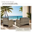TECTAKE - 4 Places salon bas de jardin marron naturel gris foncé design moderne coussins confortables montage facile - vignette