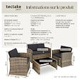 TECTAKE - 4 Places salon bas de jardin marron naturel gris foncé design moderne coussins confortables montage facile - vignette
