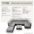 TECTAKE - Canapé jardin en résine tressée gris 7 places modulable coussins déperlants table avec verre - vignette