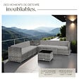 TECTAKE - Salon de jardin rotin en résine modulaire 6 places avec table verre coussins gris - vignette