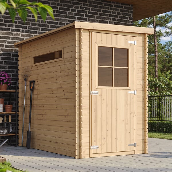 TIMBELA - Abri de jardin en bois - H198 x l239 x L144 cm / 2.63 m2 AVEC SOL TRAITÉ - M306+M306G - large