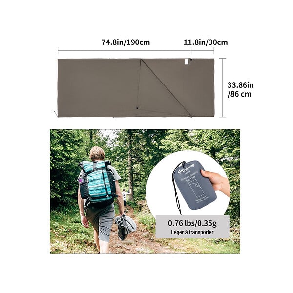 KINGCAMP - Drap de camping - En coton - Sac de transport inclus - large