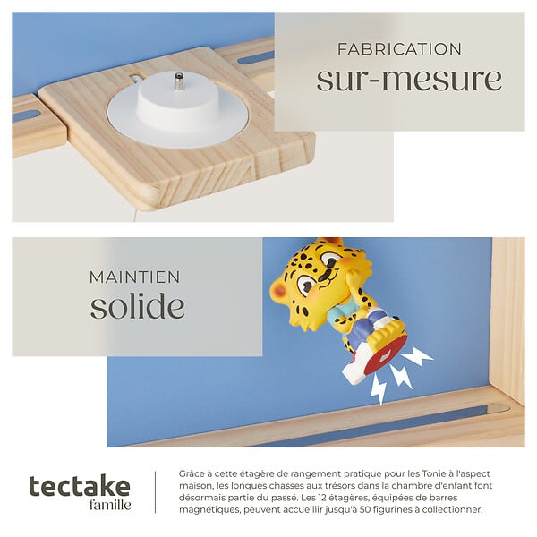 TECTAKE - Étagère murale Mylittle Story pour jusqu'à 50 Tonies bleu - large