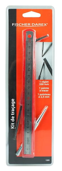 MEKANO - Kit traçage - Réglet 200mm pointe tracer pointeau 2,5mm - large