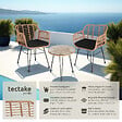 TECTAKE - Salon de jardin en rotin résistant UV table en verre marron naturel pour terrasses petit repas - vignette