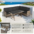 TECTAKE - 7 Places canapé de jardin lounge en rotin marron naturel salon rotin résine tressée stable rembourrage déperlant - vignette