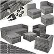 TECTAKE - Salon en rotin Lignano avec 2 fauteuils gris - vignette