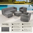 TECTAKE - Salon en rotin Lignano avec 2 fauteuils gris - vignette