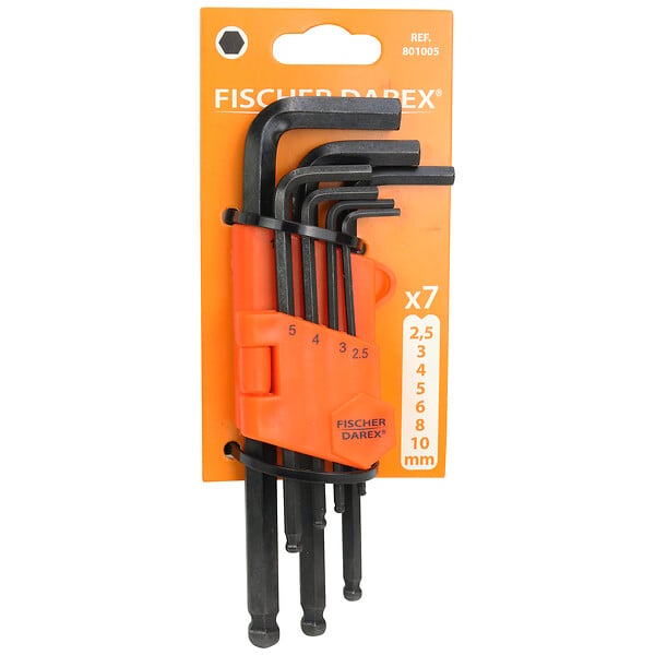 MEKANO - Jeu de 7 clés hexagonales à boules avec porte-outils - large
