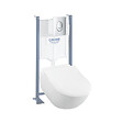 VILLEROY ET BOCH - Pack wc suspendu sans bride  Subway 2.0 + abattant + plaque chromée + bâti Grohe - vignette