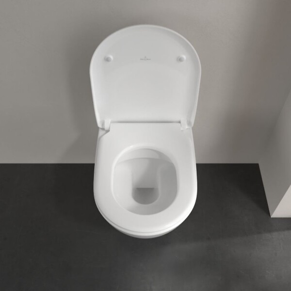 VILLEROY ET BOCH - Pack WC suspendu sans bride  Subway 2.0 + abattant + plaque blanche + bâti Grohe - large