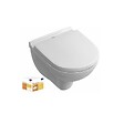 VILLEROY ET BOCH - Pack WC suspendu compact sans bride  O Novo + abattant + plaque blanche + bâti Grohe - vignette