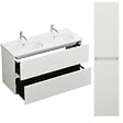 BURGBAD - Pack meuble de salle de bain double vasque 120 cm blanc mat Joline + colonne - vignette