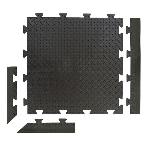 ARTPLAST - Bordure femelle pour Dalle PVC noire Clipsable Sol Antidérapant Carré Noir Garage Atelier PS50CRN/F Art Plast - large