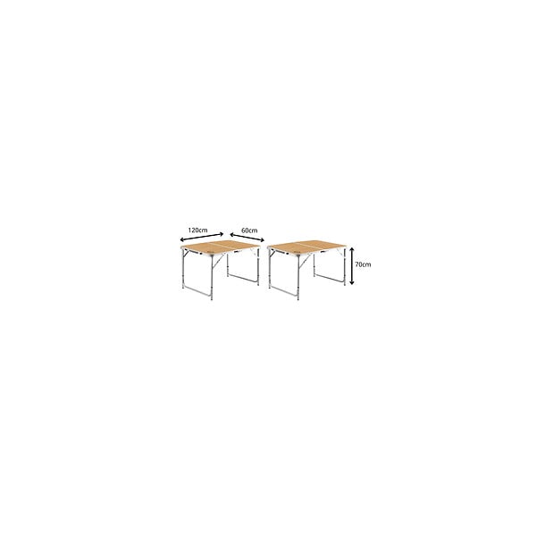 O'CAMP - Lot de 2 tables de camping pliables 6 places - Forme valise - 120 x 60 x 70 cm - large