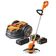 LAWNMASTER - Robot tondeuse autonome 24V sans fil périmétrique - Le robot le plus simple du marché + Coupe bordures 24v et 2 batteries. - vignette