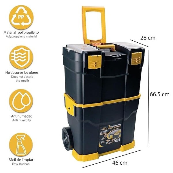 ARTPLAST - Servante à Outils Mobile - 2 Compartiments Modulables Boite à Outils 2 Roues Charge 70 kg Trolley Art Plast - large