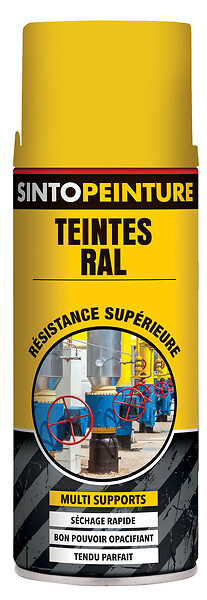 SINTO - Peinture multi supports Sintopeinture Pro jaune brillant aérosol de 400 ml - large
