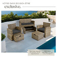 TECTAKE - Salon de jardin résine tressée naturel ensemble mobilier extérieur avec housse - vignette