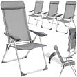 TECTAKE - Lot de 4 chaises de jardin pliantes en aluminium structure revêtue dossier haut inclinable 5 positions gris 73 x 59 x 110 cm - vignette