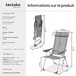 TECTAKE - Lot de 4 chaises de jardin pliantes en aluminium structure revêtue dossier haut inclinable 5 positions gris 73 x 59 x 110 cm - vignette