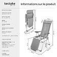 TECTAKE - 2 chaises de jardin pliantes en aluminium avec appui-tête et repose-pieds gris - vignette