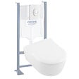 VILLEROY ET BOCH - Pack WC suspendu sans bride  Avento + abattant + plaque + bâti - vignette
