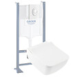 VILLEROY ET BOCH - Pack WC suspendu sans bride  Venticello + abattant + plaque blanche + bâti Grohe - vignette