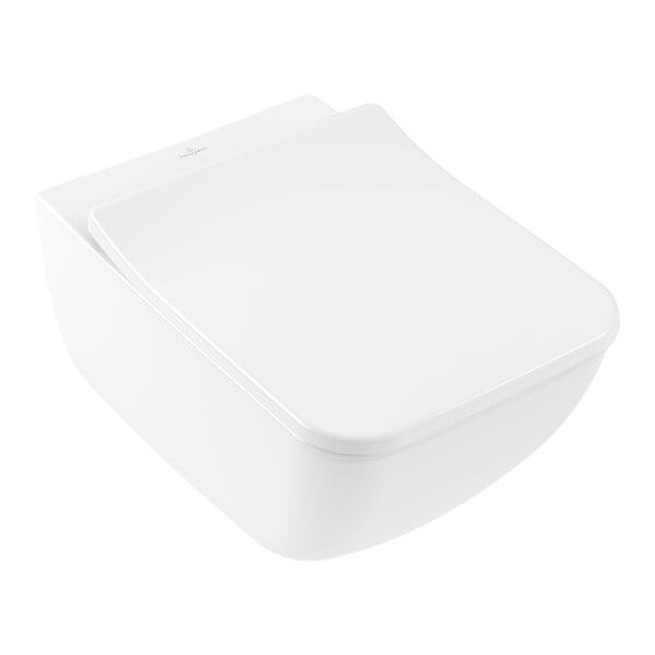 VILLEROY ET BOCH - Pack WC suspendu sans bride  Venticello + abattant + plaque chromée + bâti Grohe - large