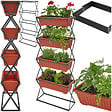 TECTAKE - Jardinière verticale avec 4 bacs à fleurs 52 x 21 x 127 cm marron - vignette