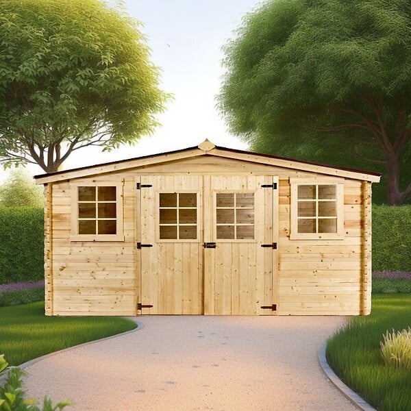 HABRITA - Abri de jardin en bois - Marron - L.416xP.304cm - large