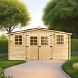 HABRITA - Abri de jardin en bois - Marron - L.416xP.304cm - vignette
