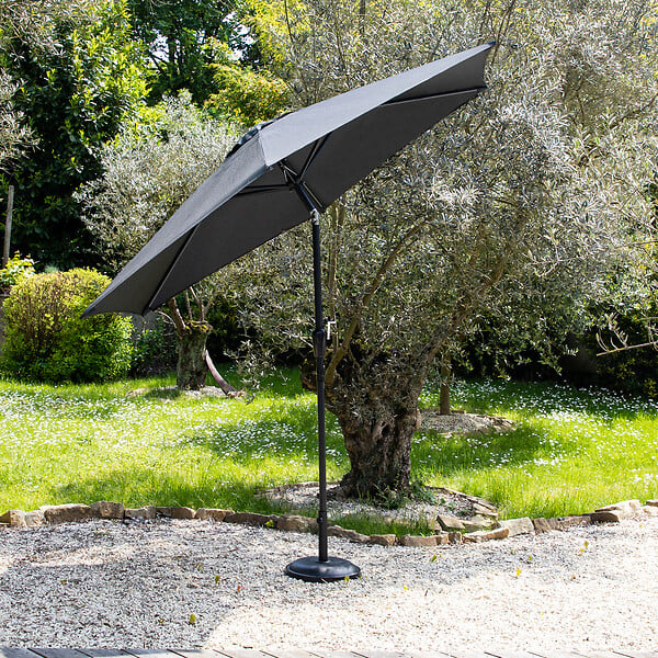 HAPPY GARDEN - Parasol droit HAPUNA rond 3,30m de diamètre gris - large