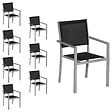 HAPPY GARDEN - Lot de 8 chaises en aluminium gris - textilène noir - vignette
