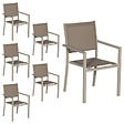 HAPPY GARDEN - Lot de 6 chaises en aluminium taupe - textilène taupe - vignette